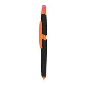 Plastic ballpen with highlighter and touch functio