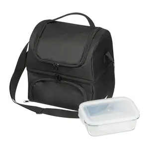 Cooler bag with 2 compartments - includes a glass 